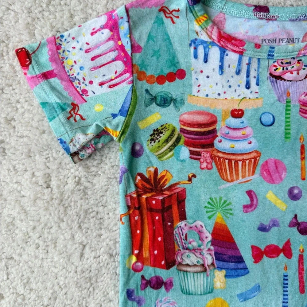 Posh Peanut Short Sleeve “Happy Birthday” Snap Closure Bodysuit - Picture 4 of 10